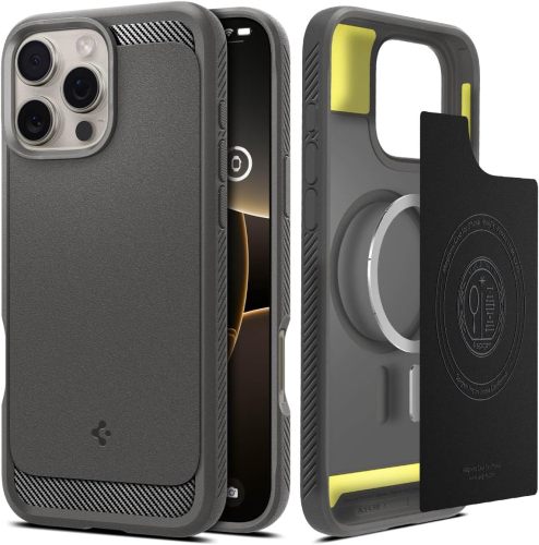 Spigen Rugged Armor MagFit Designed for iPhone 16 Pro Case [Military-Grade Protection] Compatible with MagSafe - Matte Black