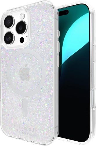 kate spade new york iPhone 16 Pro Case - Compatible with MagSafe - Designer Phone Case - Chunky Glitter Iridescent