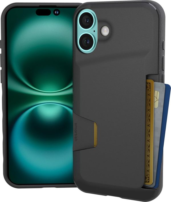 Smartish® iPhone 16 Pro Wallet Case - Wallet Slayer Vol. 1 [Slim + Protective] Credit Card Holder - Drop Tested Hidden Flip Card Slot Cover Compatible with Apple iPhone 16 Pro - Blues on The Green