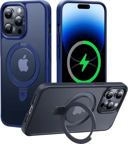 CASEKOO Designed for iPhone 16 Pro Case with Magnetic Invisible Stand [Military Drop Protection] [Compatible with MagSafe] Shockproof Slim Matte Translucent for iPhone 16 Pro Case 6.3 Inch 2024, Black