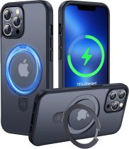 CASEKOO Designed for iPhone 16 Pro Case with Magnetic Invisible Stand [Military Drop Protection] [Compatible with MagSafe] Shockproof Slim Matte Translucent for iPhone 16 Pro Case 6.3 Inch 2024, Black
