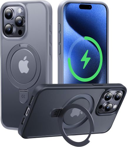 CASEKOO Designed for iPhone 16 Pro Case with Magnetic Invisible Stand [Military Drop Protection] [Compatible with MagSafe] Shockproof Slim Matte Translucent for iPhone 16 Pro Case 6.3 Inch 2024, Black