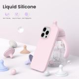 ORNARTO Compatible with iPhone 16 Pro Case 6.3 , Slim Liquid Silicone 3 Layers Soft Gel Rubber Shockproof Protective Case with Anti-Scratch Microfiber Lining-Chalk Pink