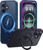 CASEKOO Designed for iPhone 16 Pro Case with Magnetic Invisible Stand [Military Drop Protection] [Compatible with MagSafe] Shockproof Slim Matte Translucent for iPhone 16 Pro Case 6.3 Inch 2024, Black