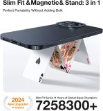 TORRAS Magnetic Slim Fit for iPhone 16 Pro Case with Stand, Compatible with MagSafe, Built-in Stash Stand, Ultra Thin 16 Pro Case, Lightweight Anti-Scratch Matte Hard Phone Case 6.3 inch, Black