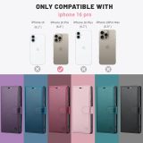 Compatible with iPhone 16 Pro 6.3  Wallet Case with RFID Blocking Credit Card Holder, PU Leather Folio Flip Kickstand Protective Shockproof Cover Women Men for Apple 16 pro Phone Case (Purple)