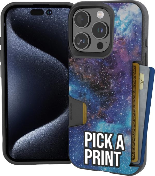 Smartish® iPhone 16 Pro Wallet Case - Wallet Slayer Vol. 1 [Slim + Protective] Credit Card Holder - Drop Tested Hidden Flip Card Slot Cover Compatible with Apple iPhone 16 Pro - Blues on The Green