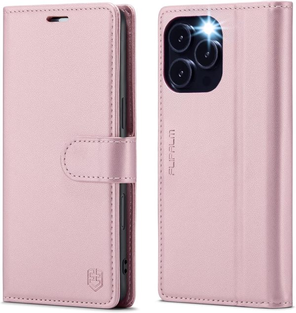 Compatible with iPhone 16 Pro 6.3  Wallet Case with RFID Blocking Credit Card Holder, PU Leather Folio Flip Kickstand Protective Shockproof Cover Women Men for Apple 16 pro Phone Case (Purple)