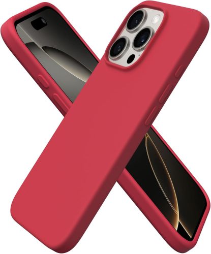 ORNARTO Compatible with iPhone 16 Pro Case 6.3 , Slim Liquid Silicone 3 Layers Soft Gel Rubber Shockproof Protective Case with Anti-Scratch Microfiber Lining-Chalk Pink