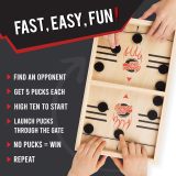 Large Fast Sling Puck Game - Test Your Speed and Accuracy with This Fast Action Super Winner Wooden Air Hockey Board Game - Guaranteed Fun for Family Game Night or Party with Friends