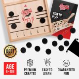 Large Fast Sling Puck Game - Test Your Speed and Accuracy with This Fast Action Super Winner Wooden Air Hockey Board Game - Guaranteed Fun for Family Game Night or Party with Friends