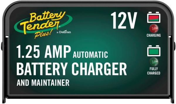 Battery Tender Plus 12V 1.25 AMP Car & Motorcycle Battery Charger and Maintainer, Float Charger for Automotive, and ATVs - Smarter Than a Trickle Charger