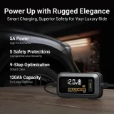 Hulkman Sigma 5 Battery Trickle Charger, 5A 6V/12V Automatic Smart Car Battery Charger, Battery Maintainer, and Desulfator with Intelligent Interface for Car, Motorcycle, ATV, Lithium and Deep Cycle