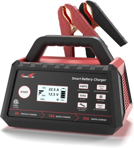 TowerTop Smart Car Battery Charger: 10A Battery Chargers 6V/12V Boat Battery Chargers with Auto Desulfator, Repair, Maintainer, Winter Mode, Suitable for AGM, Lithium (LiFePO4), Deep-Cycle Batteries