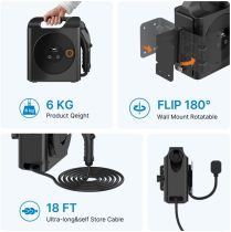 QCharge Level 1/2 120/240V EV Retractable Charger - Efficient, for Outdoor/Indoor/On to go Charging Station and Cable 18 feet, for up 40A Circuit Breaker for EV