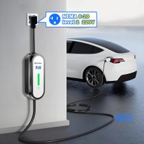 Level 1 Level2 EV Charger 16 Amp 110-240 V,17 ft Cable, Portable Electric Vehicle Charger with NEMA5-15P & 6-20 Plug Compatible for SEA J1772 EV Cars for Home and Outdoor (White)