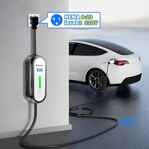 Level 1 Level2 EV Charger 16 Amp 110-240 V,17 ft Cable, Portable Electric Vehicle Charger with NEMA5-15P & 6-20 Plug Compatible for SEA J1772 EV Cars for Home and Outdoor (White)