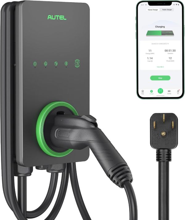 Autel Home Level 2 EV Charger up to 40Amp, 240V, Indoor/Outdoor Fast Electric Vehicle Charging Station with Flexible 25-Foot Cable, NEMA 14-50 Plug, Dark Gray