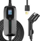 10/16A EV Charger Level 1+2, 20ft Charging Cable NEMA 6-20 Plug with LCD Display Portable EV Charging Station for Electric and Hybrid Vehicles