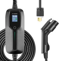 10/16A EV Charger Level 1+2, 20ft Charging Cable NEMA 6-20 Plug with LCD Display Portable EV Charging Station for Electric and Hybrid Vehicles