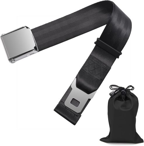 Coolrunner Airplane Seat Belt Extender, Adjustable 7-32  Airplane Seatbelt Extender - FITS ALL Airlines - Free Carrying Case Black