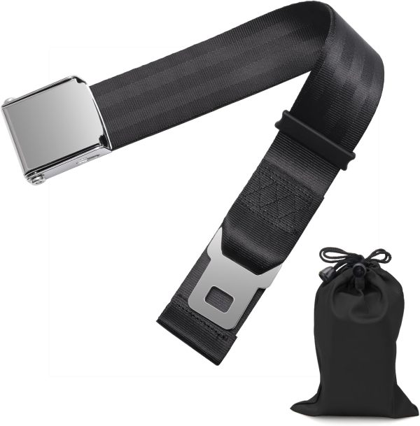 Coolrunner Airplane Seat Belt Extender, Adjustable 7-32  Airplane Seatbelt Extender - FITS ALL Airlines - Free Carrying Case Black
