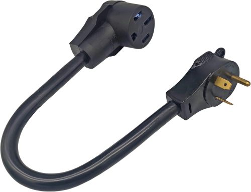 FC-EV10345 Male Older Dryer 3 Prong Plug to Female 4 Prong 14-50R Receptacle 3 Prong to 4 Prong EV Charge Adapter Cord NEMA 10-30P to 14-50R 30A to 50A Output 30Amp 250Volt (Only for EV use)