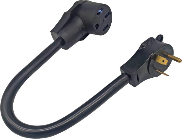 FC-EV10345 Male Older Dryer 3 Prong Plug to Female 4 Prong 14-50R Receptacle 3 Prong to 4 Prong EV Charge Adapter Cord NEMA 10-30P to 14-50R 30A to 50A Output 30Amp 250Volt (Only for EV use)
