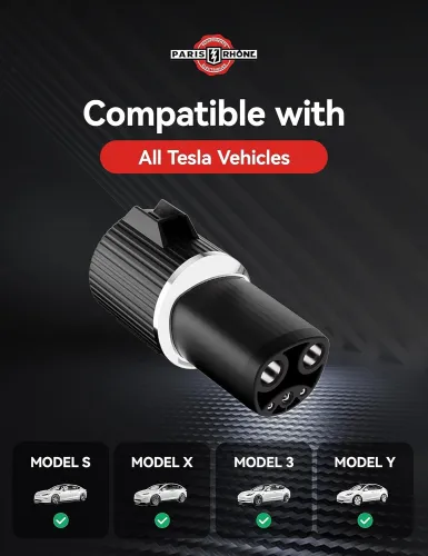 Tesla Charging Adapter 80A/240V AC, Paris Rhône J1772 to Tesla Adapter, SAE J1772 EV Adapter, Tesla Mobile Charger with Fast Charging Tesla Model 3/Y/X/S Adapter, Optimal Fit, Easy Setup
