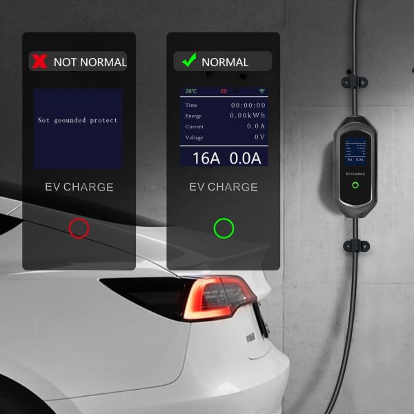 Level 2 EV Charger, with APP/WiFi/Bluetooth, 32A, 240V, Portable Fast Electric Vehicle Charger, Flexible 16ft Cable, Adjustable Current & Time Delay, J1722, Car Charging with NEMA14-50P