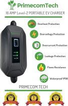 PRIMECOM Level 2 Electric Vehicle (EV) Charger (220V / 240Volt, 16Amp) Portable EVSE Smart Electric Car Charger, 30', 40', and 50 Feet Lengths (NEMA L6-30P, 30 Feet)