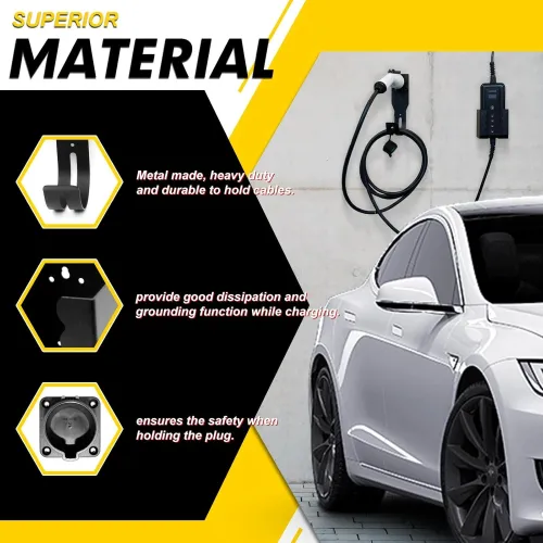 EV Charger Holder Wall Mount Kit EV Charger Holster Dock for SAE J1772 Connector, J-Hook EV Charger Cable Holder & EV Charging Box Holder for Electric Vehicles Outdoor/Indoor