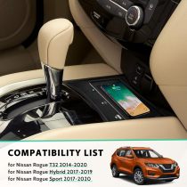 KEWISAUTO Wireless Charger for Nissan Rogue S, SV, SL, Center Console Charging Panel Fast Phone Charger Pad for Nissan Rogue T32 2014-2020/Rogue Hybrid 2017-2019/Rogue Sport 2017-2020 Accessories
