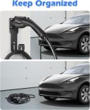 EV Charger Holder, EV Charger Nozzle and Cable Holder for SAE J1772 Connector, EV Charger Holster Dock for Indoor & Outdoor Use with Secure Lock, Strap Tie, Wall Anchors and Screws