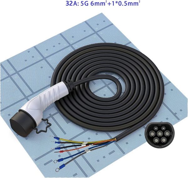 Electric Vehicle Charging Stations EV Charger Cable Type2 Plug 3Phase 32A 22KW Female Adapter IEC62196-2 Connector for Electric Vehicle Car Charging Station Electric Vehicle Charging Cable Compatible