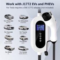 Podofo Portable EV Charger Plug 32 Amp for Home with 16.4 FT Indoor/Outdoor SEA J1772 EV Electric Vehicle Car Fast Wall Charging Station Compatible with All J1772 Evs