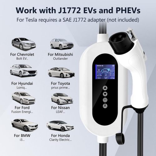 Podofo Portable EV Charger Plug 32 Amp for Home with 16.4 FT Indoor/Outdoor SEA J1772 EV Electric Vehicle Car Fast Wall Charging Station Compatible with All J1772 Evs