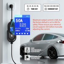 50 Amp Electric Vehicle Charger Level 2 Portable EV Charging Station with 25 FT Cord Super Fast Car Charging Station, NEMA14-50 with SAE J1772, Compatible Indoor/Outdoor