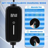 SubSun Level 1&2 EV Charger 110-240V, adjustable current (8/10/13/16A) 17 ft cable, Portable Electric Vehicle Charger with NEMA5-15P & 6-20 plug 16A adjustable current/delay charging for SEA J1772 EVs