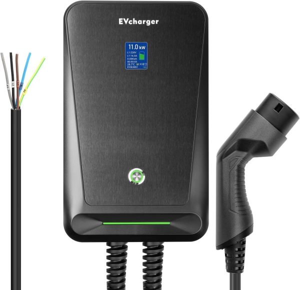 Electric Vehicle Charging Stations EV Charger Type 2 16A 3 Phase Wallbox Electric Car Charging Station with 6.1M Cable 11KW IEC 62196-2 ( Color : 32A 1 Phase 7KW )