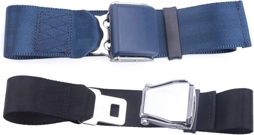 RASTP Adjustable Airplane Seat Belt Extender - FITS All Airlines (not Southwest) and for Only Southwest Airlines Plane(2 Pack)(Black&Blue)