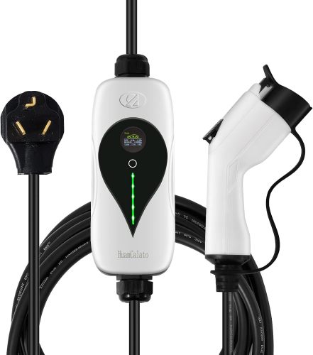 SAE J1772 Portable Level 2 EV Charger, 32Amp, 90-260V, 7KW, Charging Cable with NEMA 10-30 Male Plug Home Charging, Indoor/Outdoor EV Charge Station Charge Gun