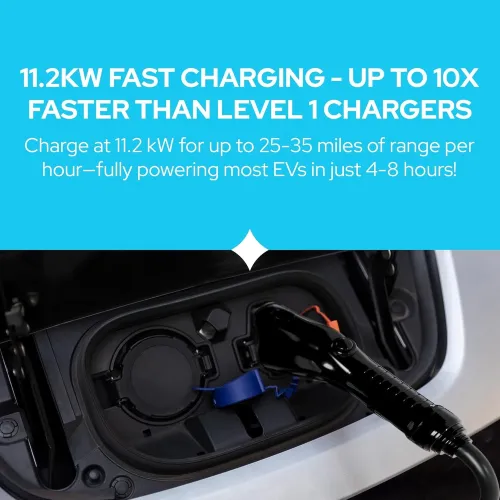 KastLite BreezEV 48 Amp EV Level 2 Charger, NEMA 14-50 Plug, J1772 Connector, 18-FT Cable | 240V IP65 Universal Wall Mount Electric Vehicle/Car Home Charging Station, 24A/32A/40A/48A Flex Output