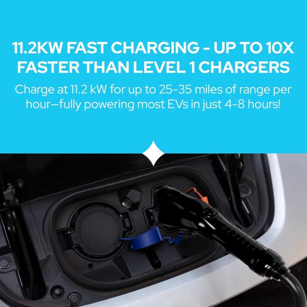 KastLite BreezEV 48 Amp EV Level 2 Charger, NEMA 14-50 Plug, J1772 Connector, 18-FT Cable | 240V IP65 Universal Wall Mount Electric Vehicle/Car Home Charging Station, 24A/32A/40A/48A Flex Output