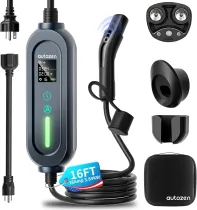 Level 1+2 Portable Tesla Charger - 16Amp 120V/240V,Adjustable Smart Plug-in Electric Car Charger for Tesla with NEMA 5-15 and 6-20 Plug, Compatible with All Tesla Models X/Y/3/S (21FT)
