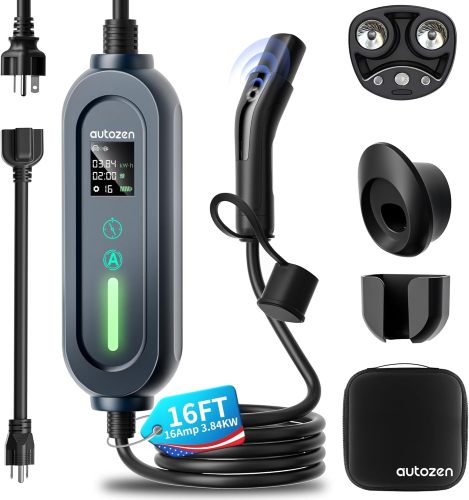 Level 1+2 Portable Tesla Charger - 16Amp 120V/240V,Adjustable Smart Plug-in Electric Car Charger for Tesla with NEMA 5-15 and 6-20 Plug, Compatible with All Tesla Models X/Y/3/S (21FT)