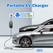 Level 1& Level 2 EV Charger for SEA J1772 EVs, 16Amp 110-240V,17ft Cable, Portable Electric Vehicle Charger with NEMA5-15P & 6-20 Plug, Adjustable Current/Delay Charging for Home and Outdoor