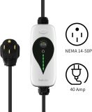 SAE J1772 Portable Level 2 EV Charger, 40 Amp, 90-260V, 9.6KW, Charging Cable with NEMA 14-50 Male Plug Home Charging, Indoor/Outdoor ev Charge Station Charge Gun