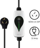 SAE J1772 Portable Level 2 EV Charger, 32Amp, 90-260V, 7KW, Charging Cable with NEMA 10-30 Male Plug Home Charging, Indoor/Outdoor EV Charge Station Charge Gun