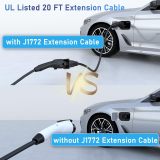 J1772 Extension Cable, 20ft 40A 110V-240V EV Charger Extension Cable Compatible with All J1772 EV Chargers for Level 1/2 Stations with Carrying Bag